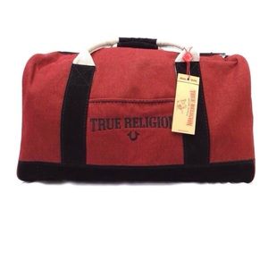 True Religion Monogram Black & Red Duffel Bag NEW
